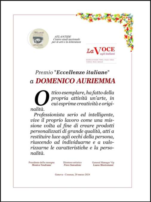 Premio "Eccellenza Italiana" a Domenico Auriemma